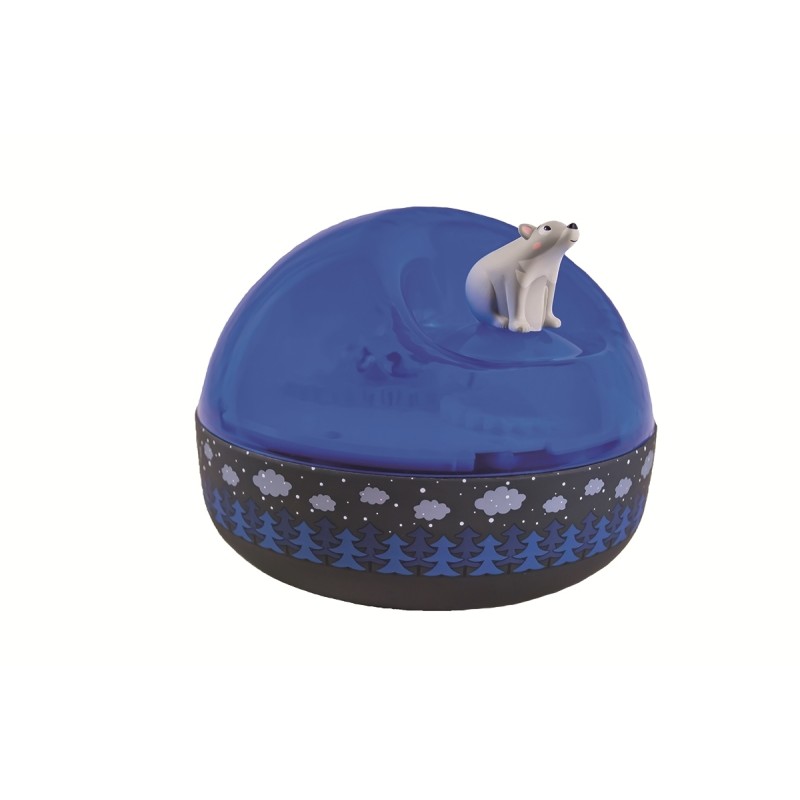 Veilleuse - Projecteur Musical d'aurores boréales - Ours sur la banquise - 12cm - piles incluses
