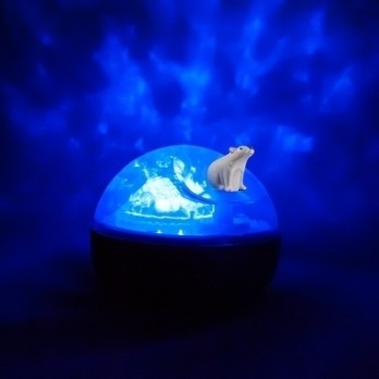Veilleuse - Projecteur Musical d'aurores boréales - Ours sur la banquise - 12cm - piles incluses