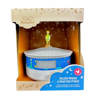 Veilleuse - Projecteur d'Etoiles le Petit Prince© 14 Cm - Musical - Détection des Pleurs - Rechargeable USB