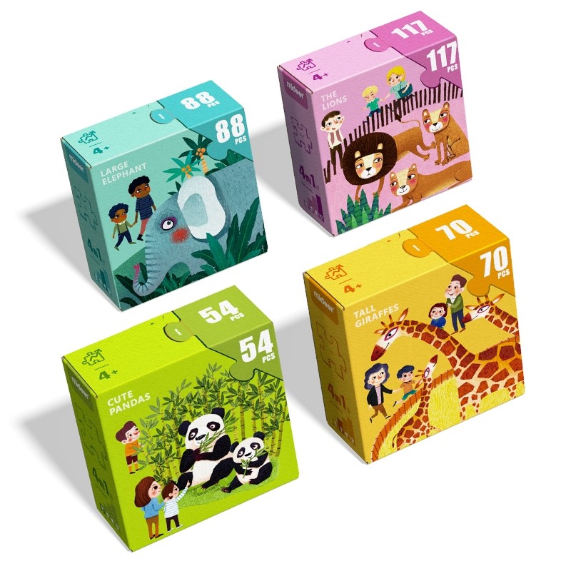 Valisette 4 puzzles - 329 pièces - Animaux Valisette 4 puzzles - 329 pièces - Animaux