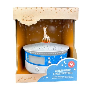 Veilleuse - Projecteur d'Etoiles Sophie la Girafe© 14 Cm - Musical - Détection des Pleurs - Rechargeable USB