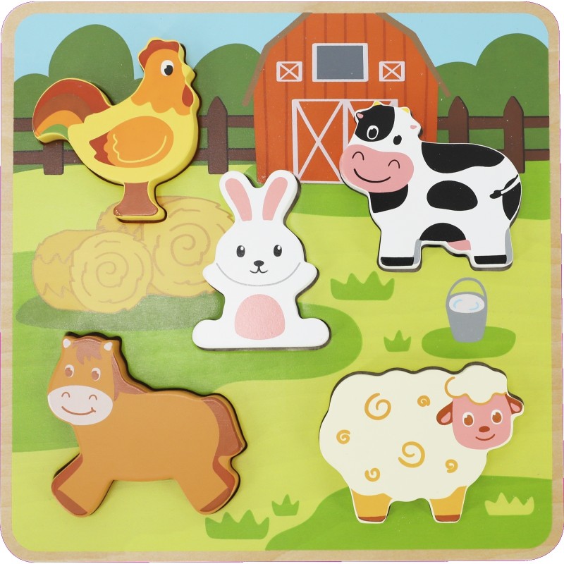 Puzzle tactile - La Ferme  bois FSC