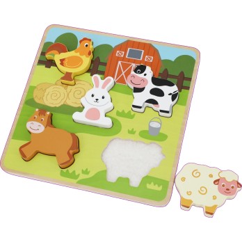 Puzzle tactile - La Ferme  bois FSC