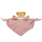 Ours Triangle Doudou avec Hochet 20Cm - Coton Bio Vieux Rose
