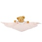 Ours Triangle Doudou avec Hochet 20Cm - Coton Bio Rose Poudré