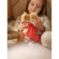Ours Triangle Doudou avec Hochet 20Cm - Coton Bio Corail
