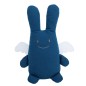 Ange Lapin Doudou avec Hochet 20Cm - Coton Bio Bleu Denim