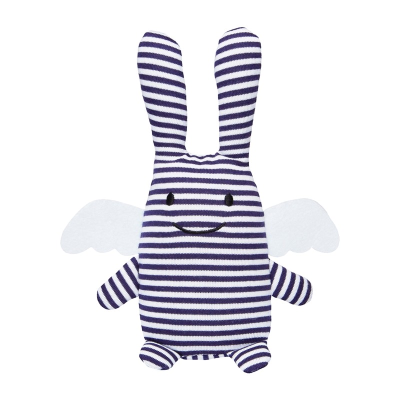 Ange Lapin Doudou avec Hochet - Marinière 20Cm