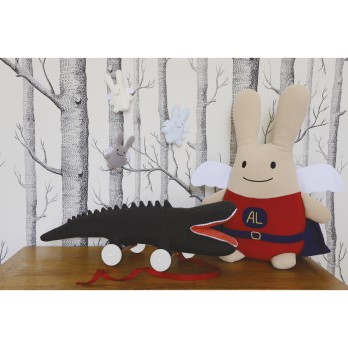 Crocodile Noir à Roulettes 60Cm