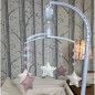 Mobile Musical Etoiles - Lin Vieux Rose, Beige & Rose Poudré