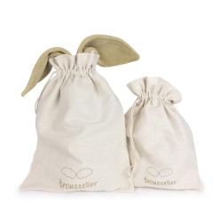 Lapin Nid d'Ange Doudou Musical - Coton Bio Curry 25Cm