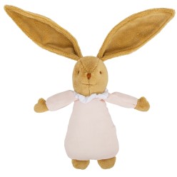Lapin Nid d'Ange Doudou Musical - Coton Bio Rose Poudré 25Cm