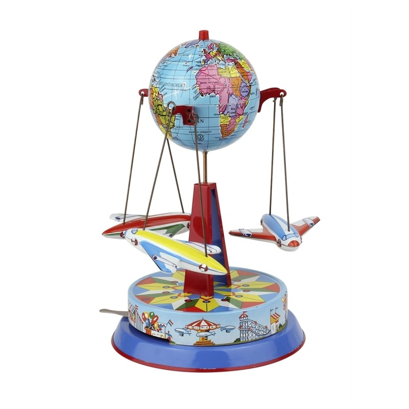 MANÈGE GLOBE AVIONS - Fabriqué en Allemagne - Article Mécanique en Métal  - Objet de Collection