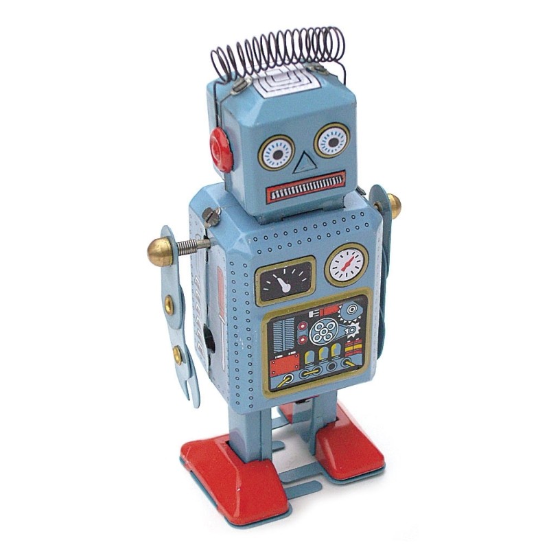 Robot 12 Cm à Clé - Article Mécanique en Métal  - Objet de Collection