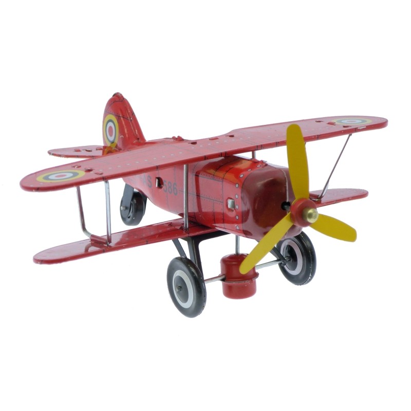 Aéroplane Rouge 20 Cm à Clés - Article Mécanique en Métal  - Objet de Collection