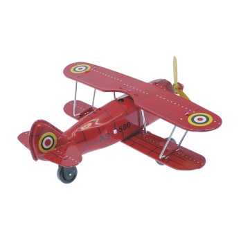 Aéroplane Rouge 20 Cm à Clés - Article Mécanique en Métal  - Objet de Collection