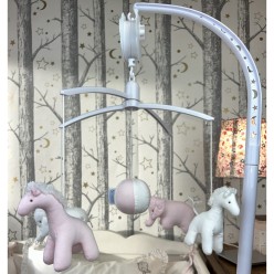 Mobile Musical Girafe, Elephant Rose & Blanc