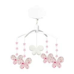 Mobile Musical Etoiles Papillons - Fleurs Roses