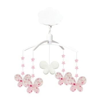 Mobile Musical Etoiles Papillons - Fleurs Roses