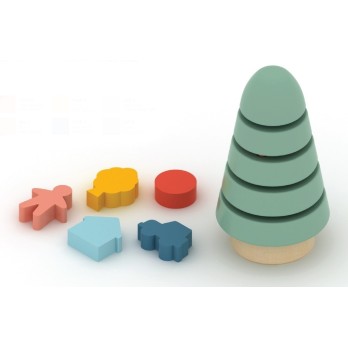 Puzzle 3D Arbre à Cachettes -  Empiler, Encastrer, Cacher - 18M+ Jouet en Bois