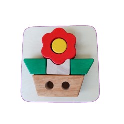Puzzle en Bois 3D Fleur - Assembler & Empiler - 12M+ Jouet en Bois