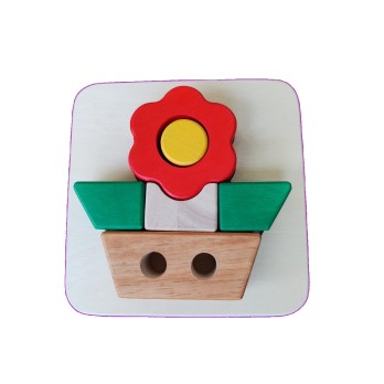 Puzzle en Bois 3D Fleur - Assembler & Empiler - 12M+ Jouet en Bois