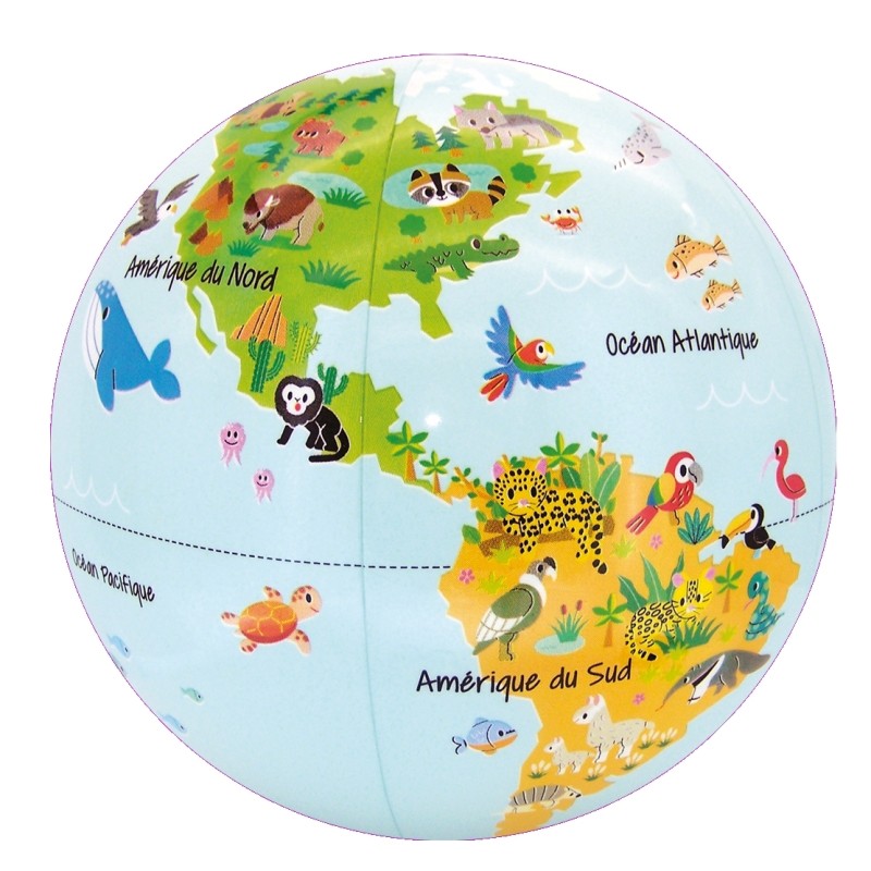 Ptits Animaux 30 cm - Globe Terrestre Gonflable - Jeu Educatif