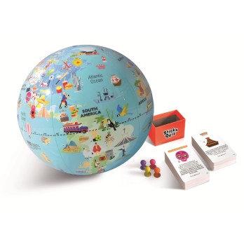 Stick & Quiz Les Voyageurs "Road Trip" 30 Cm - 6 ans et + - Jeux de Société - Globe Terrestre Gonflable - Jeu Educatif